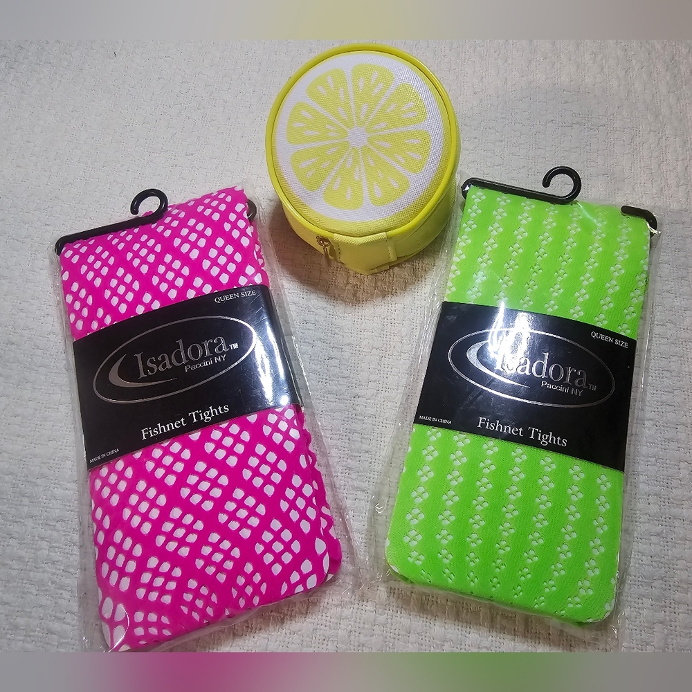 Lot of 2 Fishnet stockings + a cut little change purse